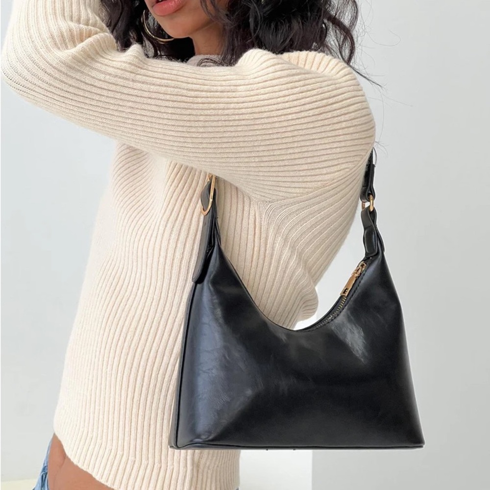 Black Leather Shoulder Bag